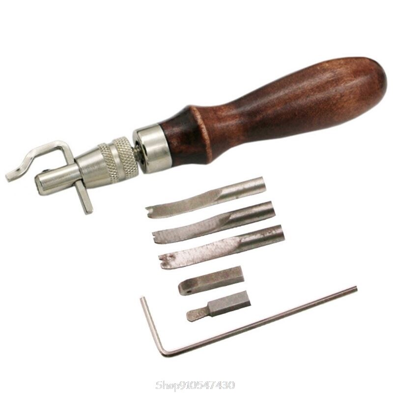 Leather Craft Tool V Type Push Grooving Device Adjustable Handle Groover Craft Gouge Tools (V Stitching Groover