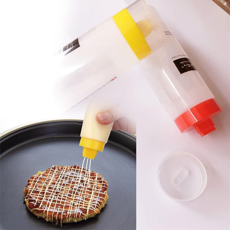 Botella de plástico para cocina, bote de aceite para salsas, accesorios de cocina, Ketchup, herramienta de cocina, 300ml