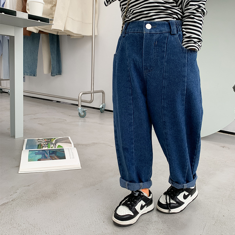 unisex Patchwork Jeans Frühling Kinder lose lässig Denim Harem Hose