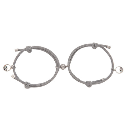 2 Stuks Paar Magneet Creatieve Handgemaakte Armbanden Mannen En Vrouwen Charme Meisje Armband Sieraden Lover Valentijnsdag Cadeau: GRAY