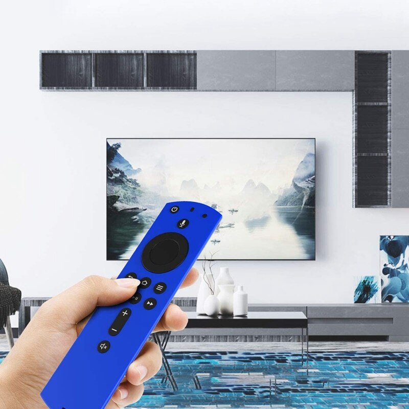 Siliconen afstandsbedieningshoes voor fire tv stick 4k/ ( fire tv square/fire tv (3rd gen): Blauw