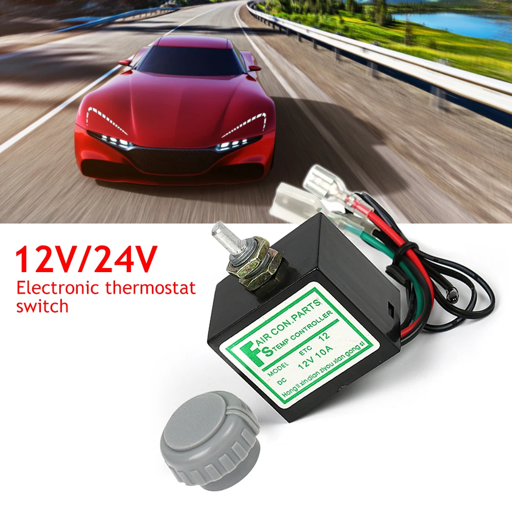 Termostato Eletrônico Universal para Ar Condicionado Do Carro, Interruptor De Controle De Temperatura, Auto Acessório, 12 V, 24V, A, C