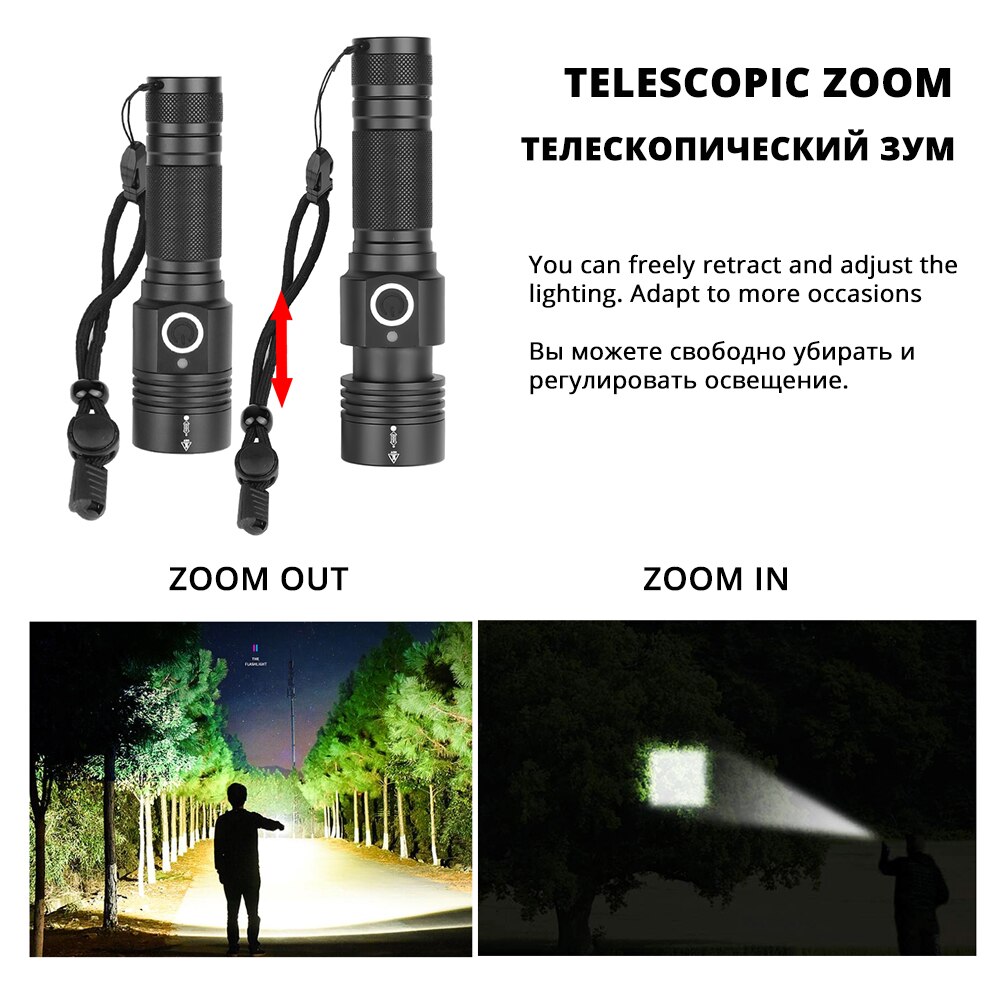 Super helle XHP50 LED Taschenlampe Mit bottom magnet Wasserdichte Taschenlampe Unterstützung zoom 4 Beleuchtung modi camping lampe