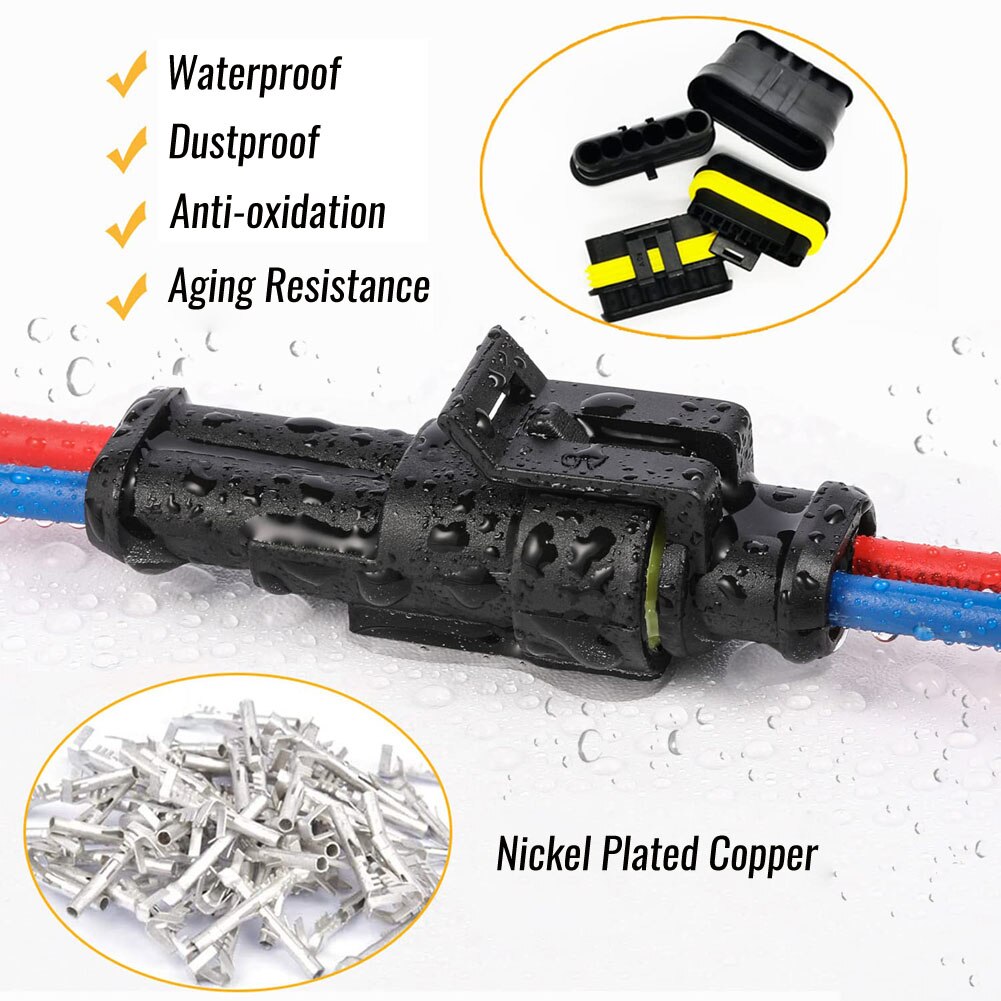 Waterproof Connectors Kit 20 sets Kit 1 Pin Waterproof Electrical Wire Cable automotive Connector Plug for car Wire Connector