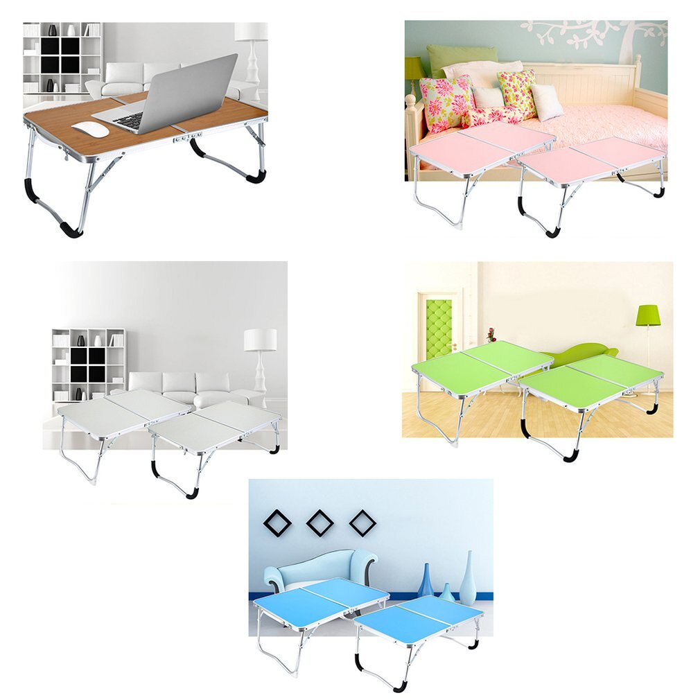 Laptop Double-Folding Computer Table Folding Computer Desk PC Laptop Table Writing Workstation Home Office Furniture