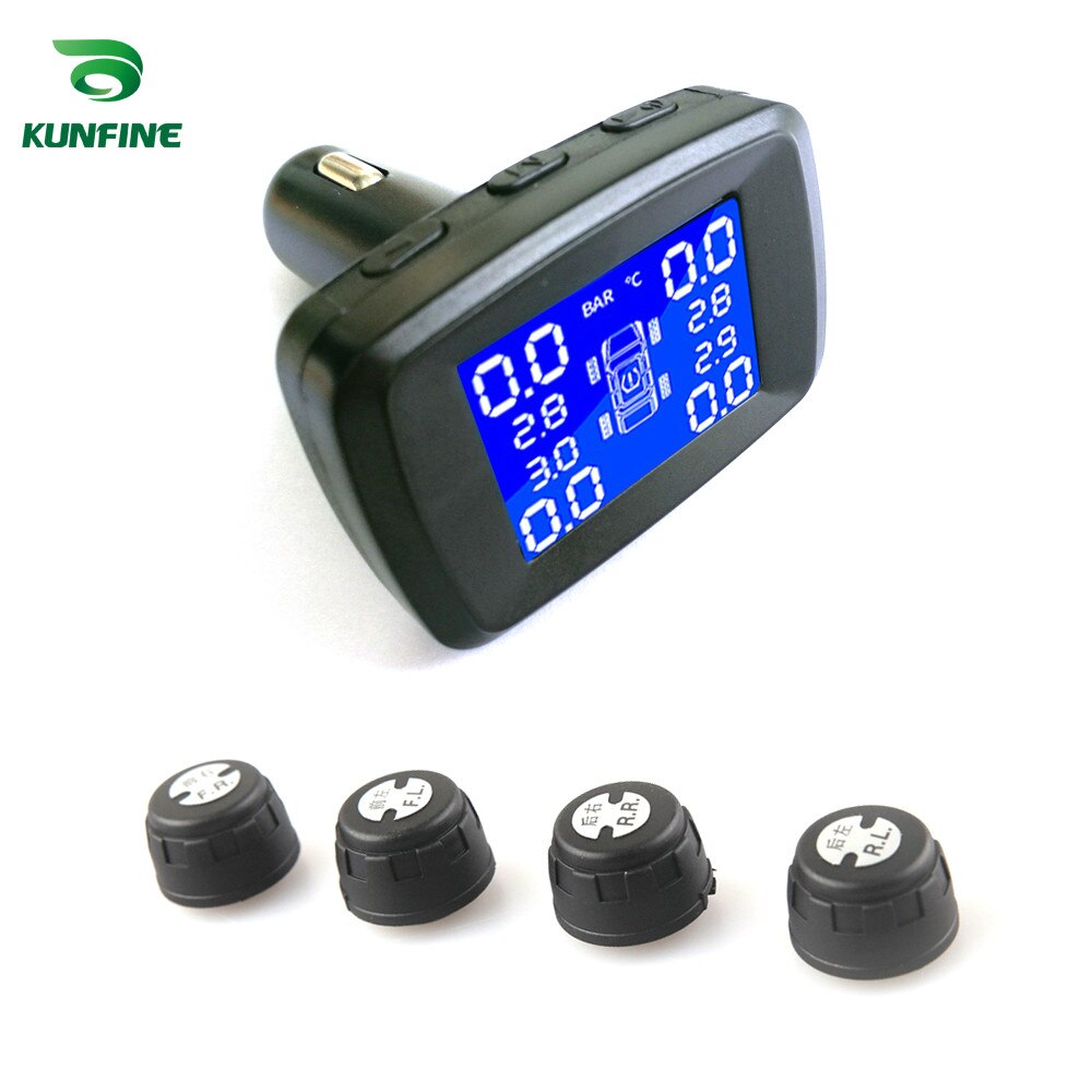 Smart Auto Tpms Bandenspanningscontrolesysteem Sigarettenaansteker Digitale Lcd-scherm Auto Alarmsystemen Bandenspanning: External TPMS KIT