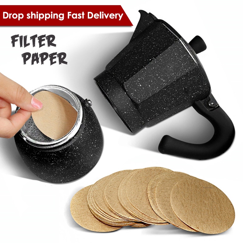 Wooden Round Drip Paper Coffee Filter Moka Pot Espresso 100pc/Pack Tea Strainer Maker