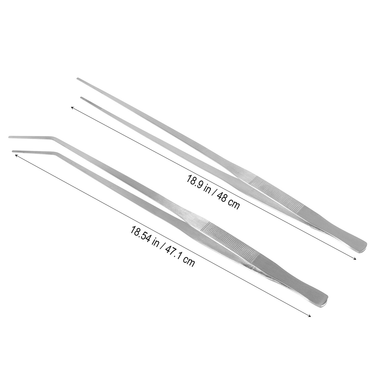 2 Stuks 48 Cm Roestvrijstalen Rechte Pincet En Gebogen Tip Pincet Aquarium Tank Aquatic Plant Tang Pincet Gereedschap