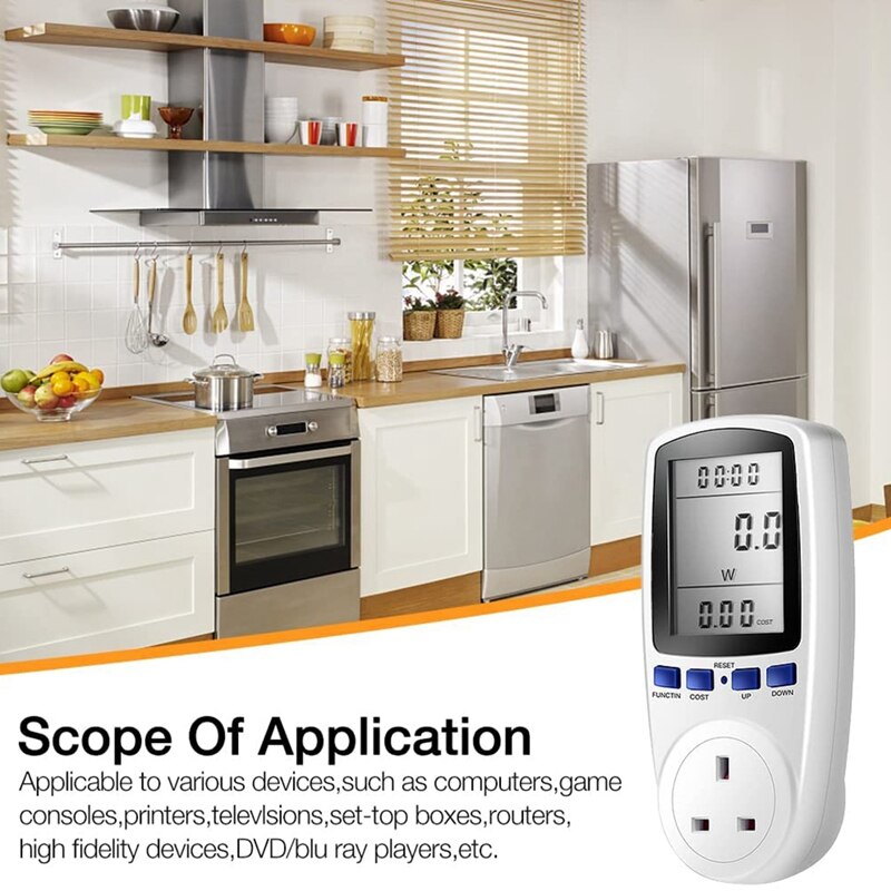 2 Pack Plug Electricity Power Consumption Meter, Power Meter Energy Monitor Electricity Usage Monitor UK Plug