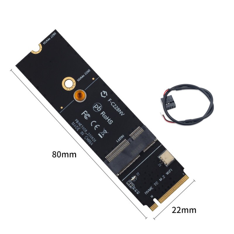 3000Mbps Wifi 6 Wireless Card Bluetooth 5.1 M.2 Key M Adapter Riser Card 802.11ax For Intel AX200 AX200NGW Wireless Network Card: F-C228NV Adapter