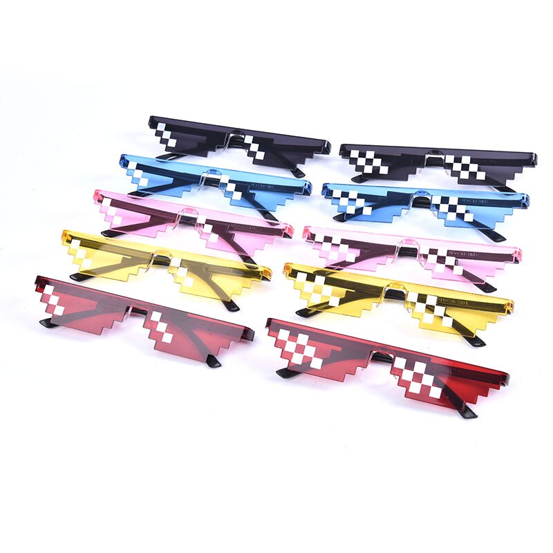 Men Women Pixel Glasses Mosaic Glasses Sunglasses Trendy Cool Party Funny Vintage Shades Eyewear