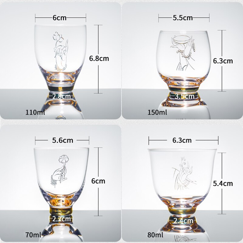 150ml glas master cup zen handmålad buddha hand lotus kopp värmebeständig tekopp te skål kung fu te set teware drinkware