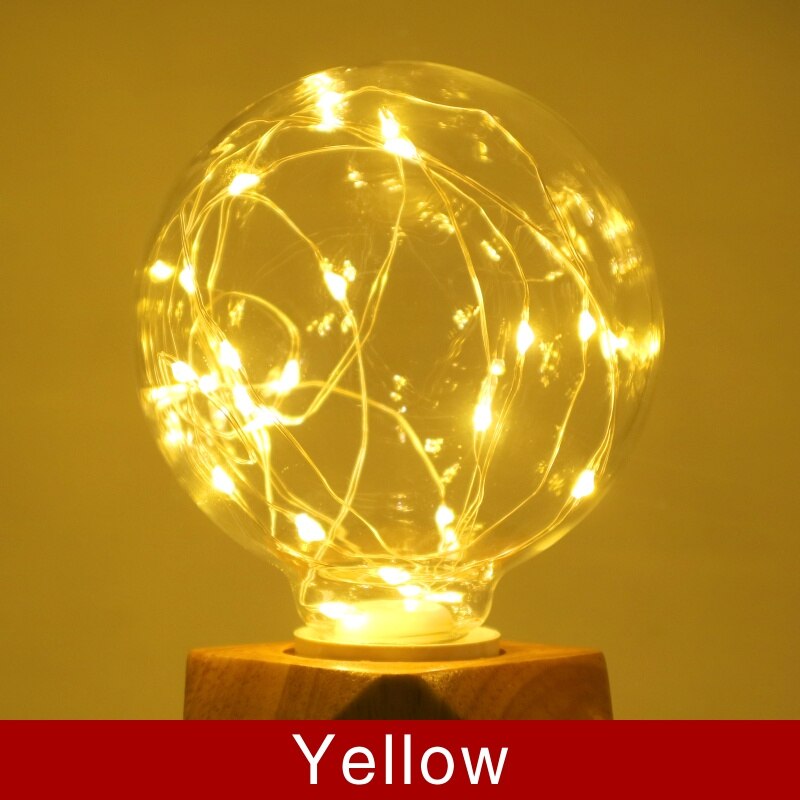 E27 220V LED Copper Wire Bulb LED Plastic Copper Wire Bulb RGB Fairy Lights Wedding Party Home Decoration Night Light: yellow