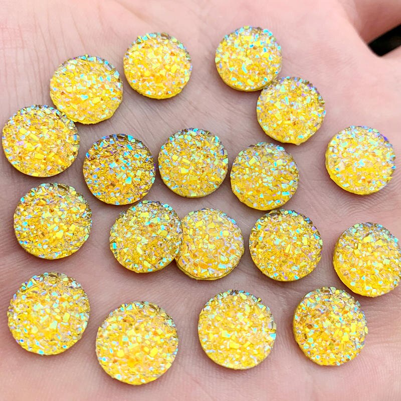 Cristal AB 12mm 80 pièces/lot de pierres précieuses en résine à dos plat, strass ronds à pois, pour décoration à faire soi-même
