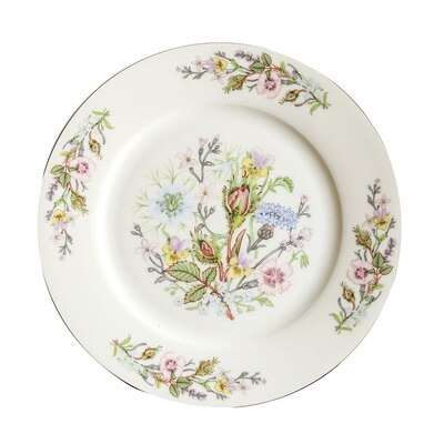 China Bone Dinner Plate Flower Food Dishes and Plates Luxury Gold Inlay Plates Set Bread Steak Dinner Set Porcelain Tableware: Village / 8 inch