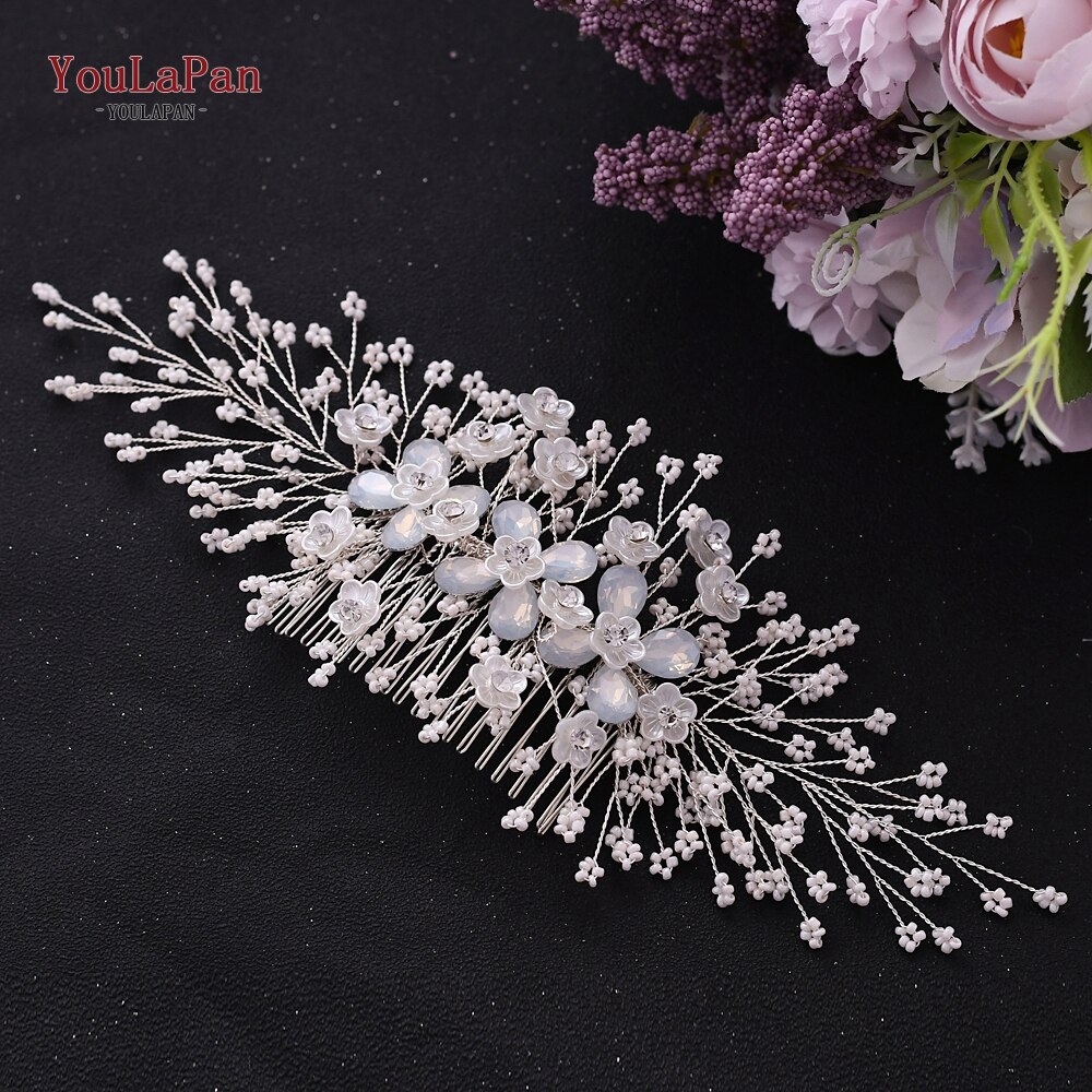 YouLaPan HP379 luksusowe ślubne grzebienie do włosów diamenty ślubne biżuteria do włosów upuść kształt Rhinestone ozdoba ślubna do włosów dla panny młodej nakrycia głowy: HP279-S