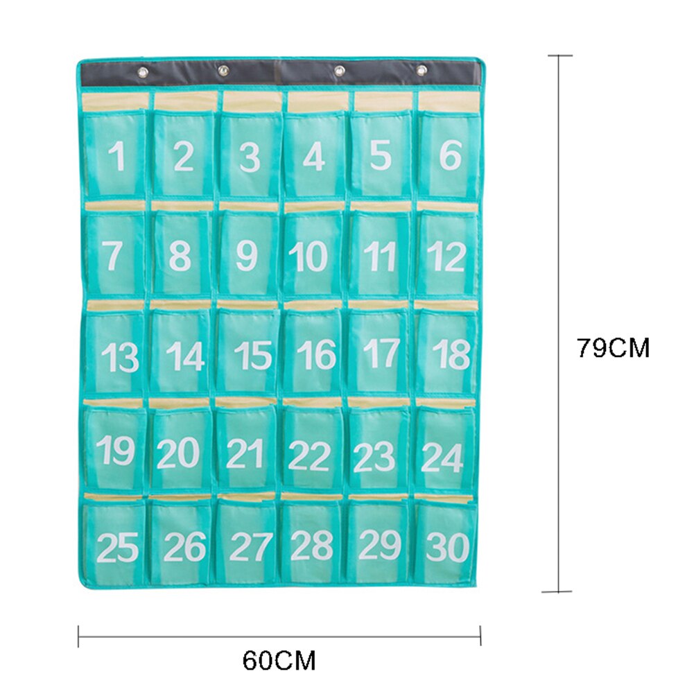 Portable 30 Pockets Classroom Wall Door Oxford Fabric Storage Hanging Bag Numbered Classroom Charts For Cell Phones Organizers