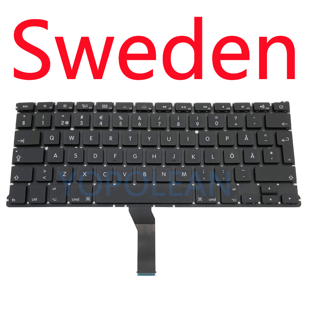 Klawiatura Zamienna US UK Rosyjski Hiszpański Francuski Niemiecki do Macbook Air 13" A1369 A1466: Srebrny
