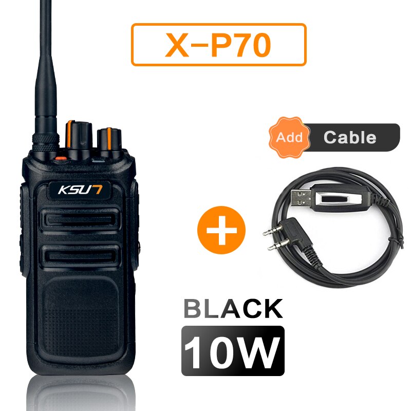 10W Walkie Talkie Uhf Radio Handheld Walkie-Talkie Radio Zender Woki Toki Scanner Radio Walkietalkie IP67: X-P70 with cable