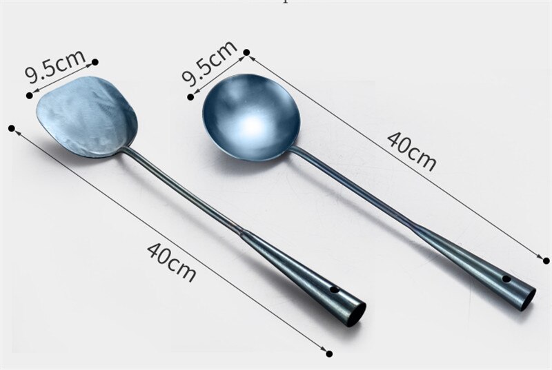 Cuillère à friture pour beignets, huile, Baba, cuillère en fer Durable, Portable, fer à la main, antiadhésif, louche, Wok, spatule pour aliments: 2 pcs set