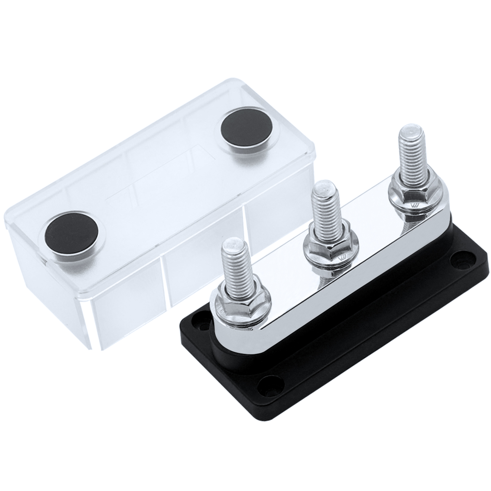 600A BusBar Heavy Duty Copper Power Distribution Block 4XM10(3/8") Terminals Studs with Cover Battery Bus Bar for Car RV Truck: COLORLESS