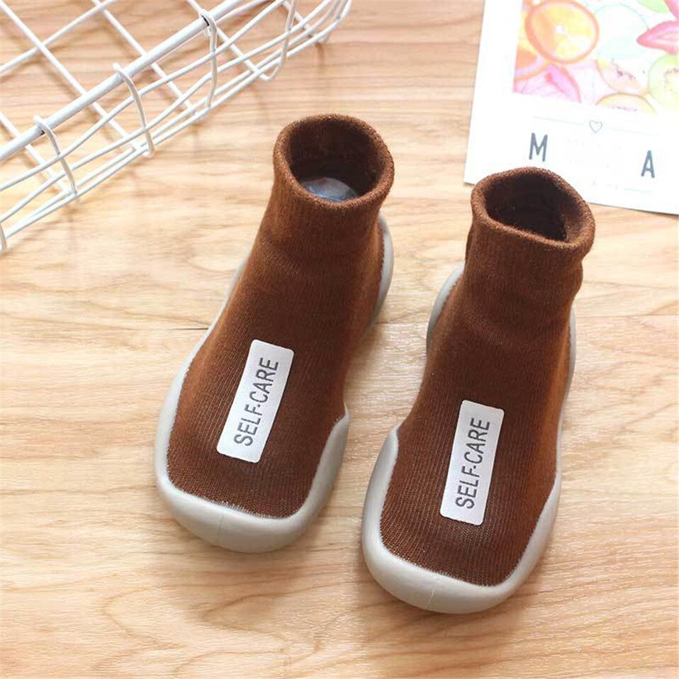 Unisex Baby Shoes First Shoes Baby Walkers Toddler First Walker Baby Girl Kids Soft Rubber Sole Baby Shoe Knit Booties Anti-slip: Brown / 25-30M