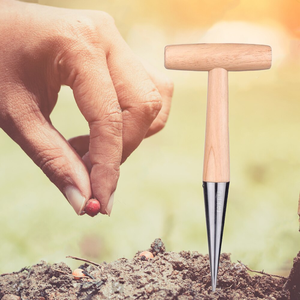 Herramienta de perforación para agujeros, siembra de plantas en maceta, Color madera, suministros creativos de jardinería