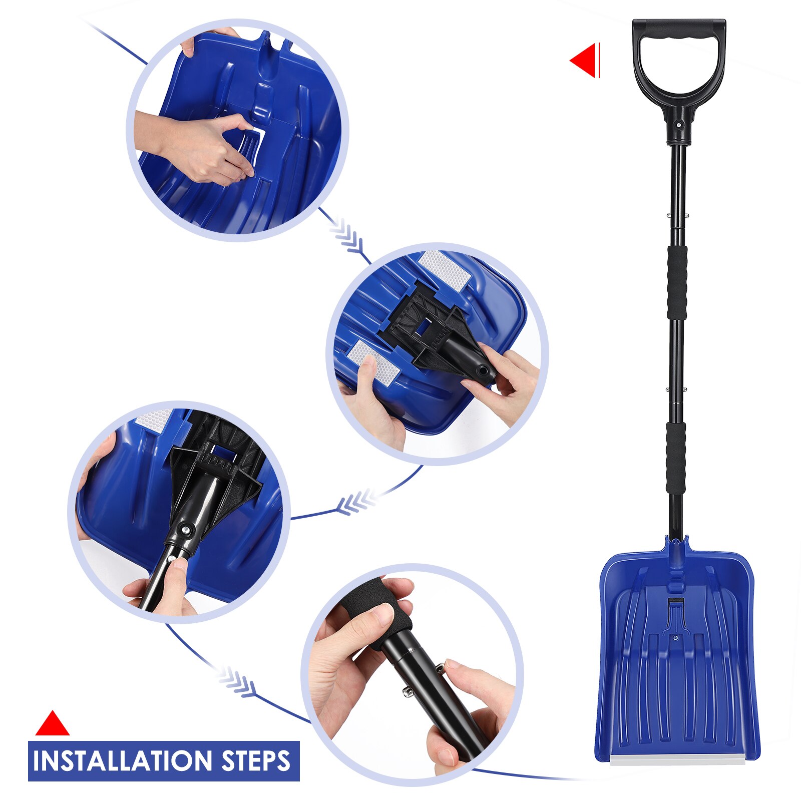 Snow Shovel Detachable Anti-Freeze Comfortable Ice Shovel Snow Scraper Snow Remover for Yard