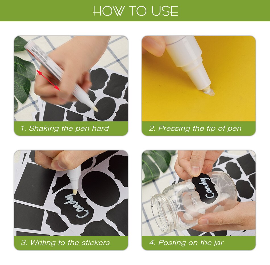 96 Pcs Herbruikbare Candy Jam Potten Keuken Label Stickers Opslag Fles Container Label Schoolbord Schoolbord Stickers Voor Gemarkeerd