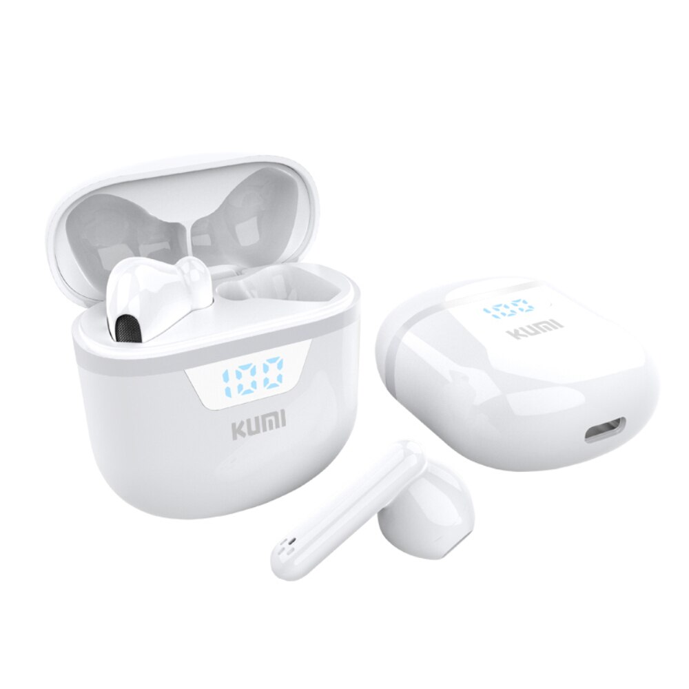 KUMI-auriculares inalámbricos G03 con Bluetooth 5,0, dispositivos deportivos de con cargador y micrófono, Sonido HD: Blanco