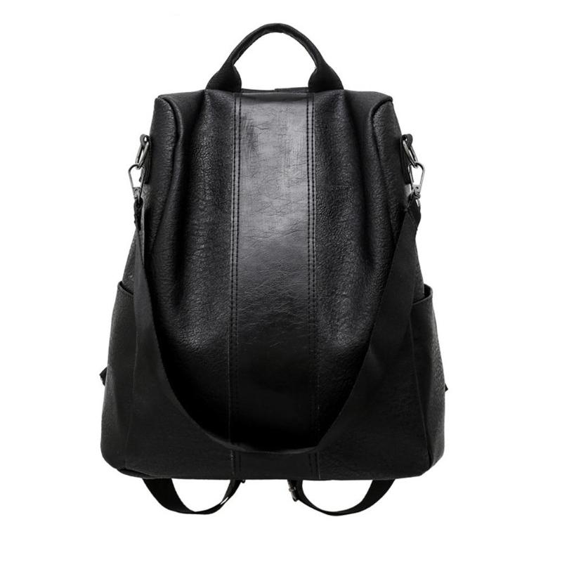 Neue Rucksack PU Leder lässig Rucksack Jahrgang Schulter Schul Anti-diebstahl Reise Tornister Freizeit Täglich Einkaufen: schwarz
