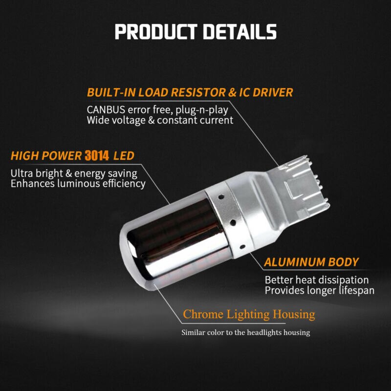 Chroom Zilver Richtingaanwijzer Super Heldere Lamp 1000LM Onderdelen Accessoires Auto