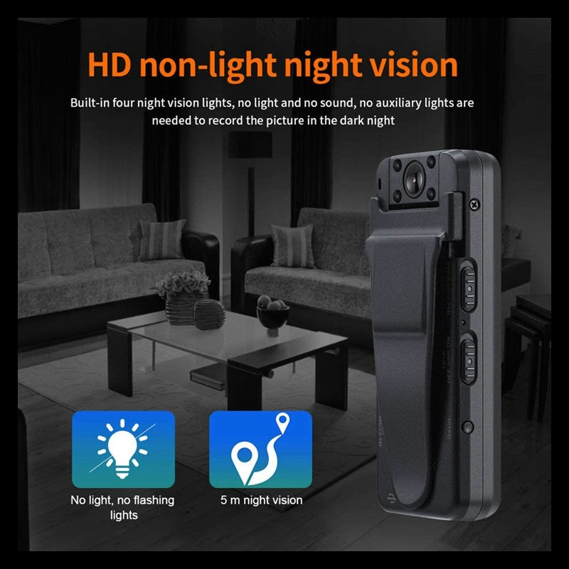 Vandlion – caméra portable A8 HD, Mini caméscope de Police magnétique, Vision nocturne IR, DVR, pour voiture