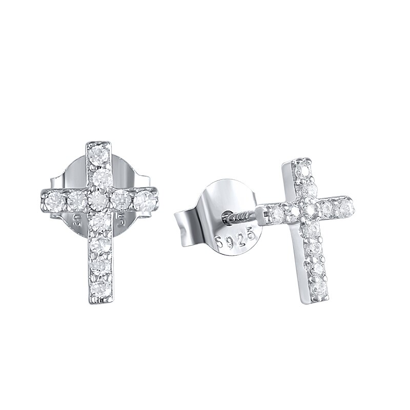 Elegante Kruis Bridal Stud Oorbellen Sparkling Sterling Zilver Strass Kristallen Oorbellen Voor Vrouwen Bruiloft Sieraden A30: 4