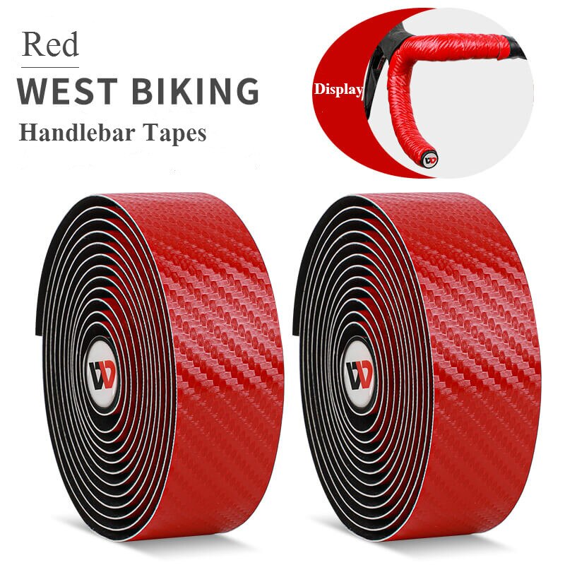 West biking bicicleta guiador fita de estrada de carbono fita envoltório ciclismo guiador banda com bar plugues mtb acessórios para montanha: Style B Red