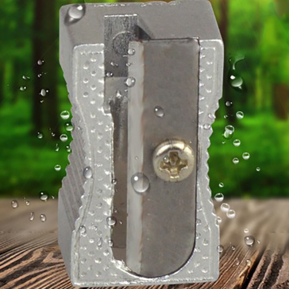 10PCS Dual Pencil Sharpener Pocket Aluminium Alloy Metal 1-Hole Steel Rectangular Small Sharpeners (Silver)