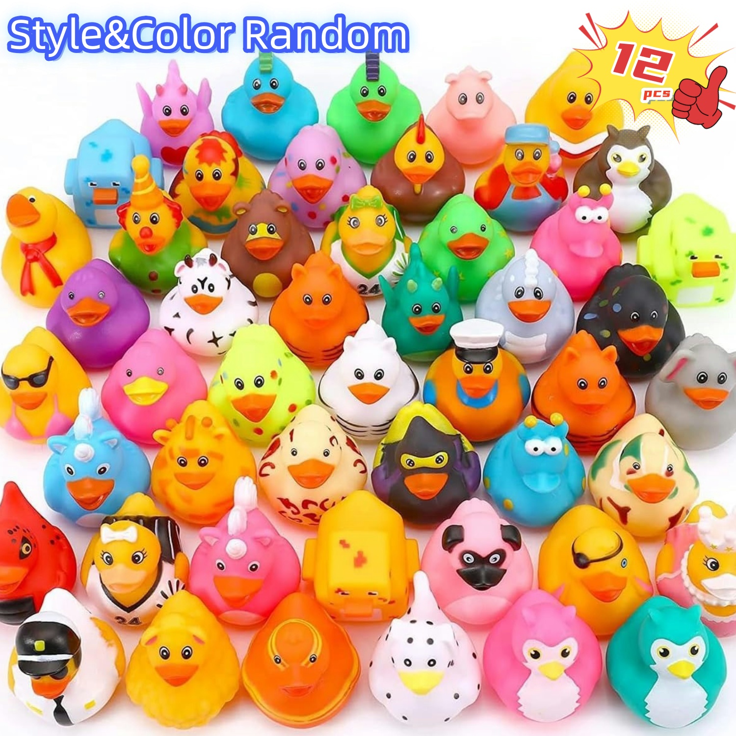 12pçs patos de borracha para banheira, brinquedos para piscina, patos mallard/patos patrióticos/pato de formatura/patos piratas/pato de borracha estilo mix, presentes fofos