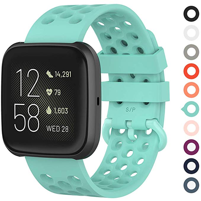 Replacement Silicone Breathable Wrist Band Watch Quick Release Silicone Easyfit Wrist Band Strap For Fitbit Versa 2 Wristband: 1 / S