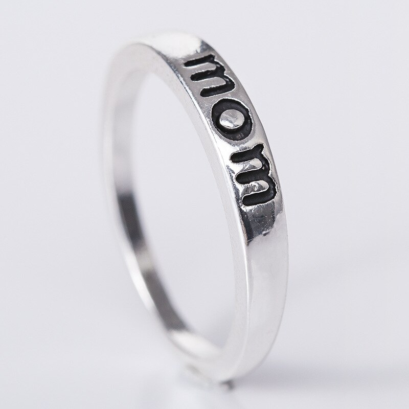 Modyle Klassieke Zilveren Kleur Ring Sieraden Brief Mama en Papa Ring voor Vrouwen Man Clear Mode Vaderdag Moeder dag