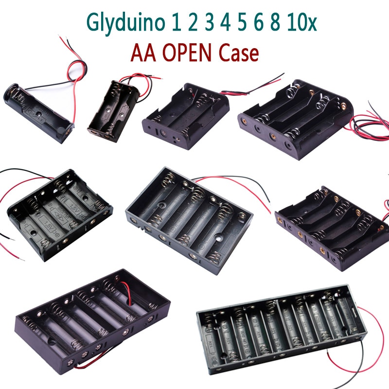 Glyduino-interruptor sellado de pila, 1/2/3/4/5/6/8/10 secciones en el 5 ° compartimiento de batería, interruptor instalado, funda abierta de baterías AA
