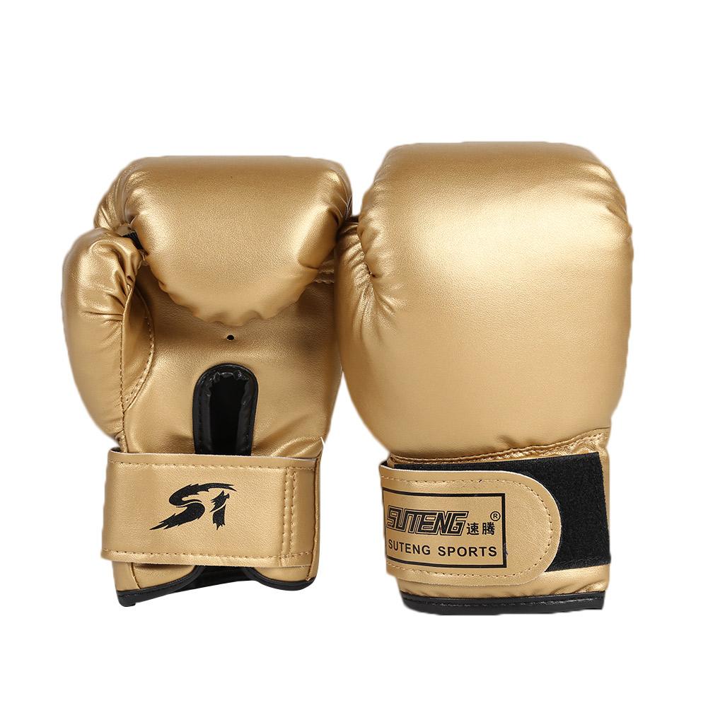 2pcs Kids Children Boxing Gloves PU Leather Kids Breathable Muay Thai Sparring Punching Karate Kickboxing Gloves: Gold