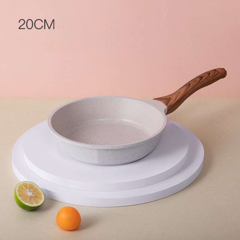 20-28CM Maifan Stone Wok Non-stick Frying Pan with Glass Lid Deepening Frying Pan for Induction Cooker Gas Stove: 20cm pan