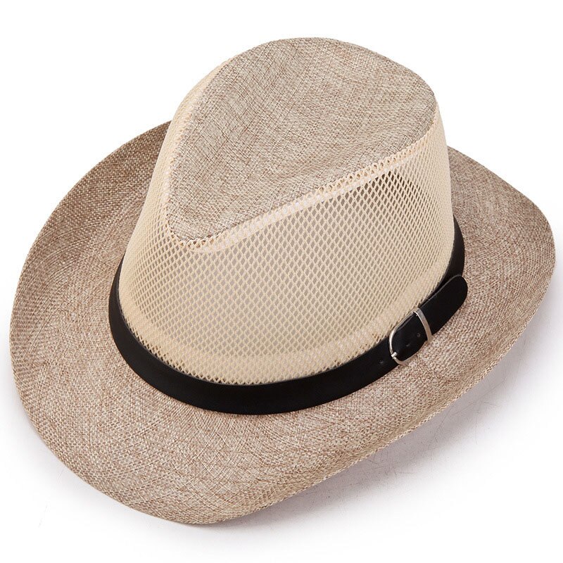 Summer Men Breathable net Cowboy Hat Wide Brim Travel Sun Hat Women Western Wide Curling Brim Cap Sun Protection Unisex Hats