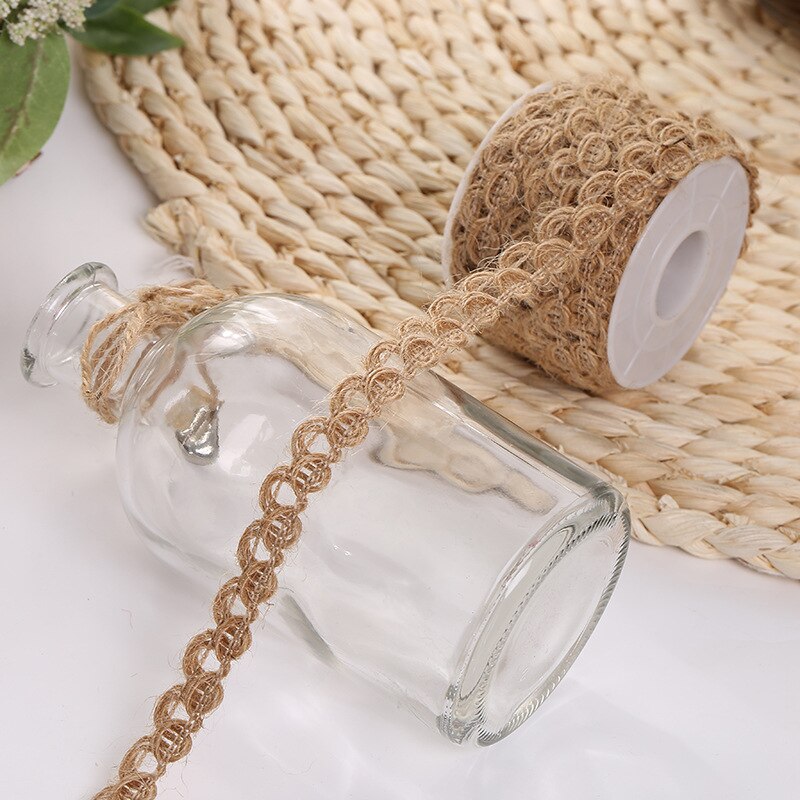 1pcs/lot handmade just rope DIY wedding Christmas green leaf hemprope decoration Craft hemp rope multi style roll lace ribbon: 2   length  7meters