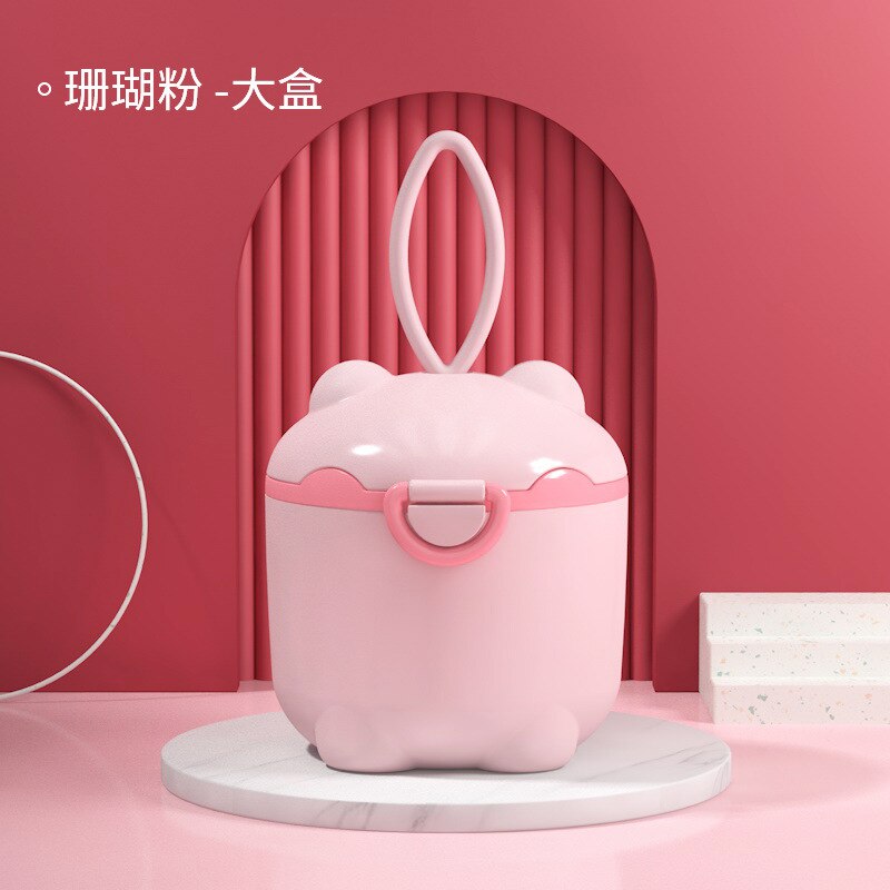 Baby Milk Powder Portable Cute Pig Food Storage Box Essential Cereal Infant Milk Powder Box Toddle Snacks Container: Pink L