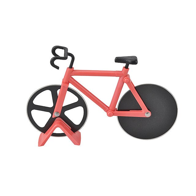 Cykel pizza cutter hjul rustfrit stål cykel rulle pizza chopper slicer pizza tilbehør køkkenudstyr sæt: Rød
