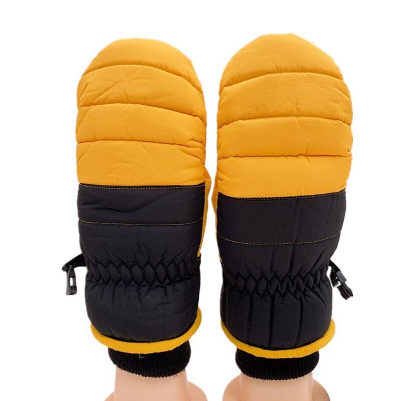 Children Winter Warm Ski Gloves Boys/Girls Kids Sports Waterproof Windproof Non-slip Snow Mittens Extended Wrist Skiing Gloves: Yellow 1