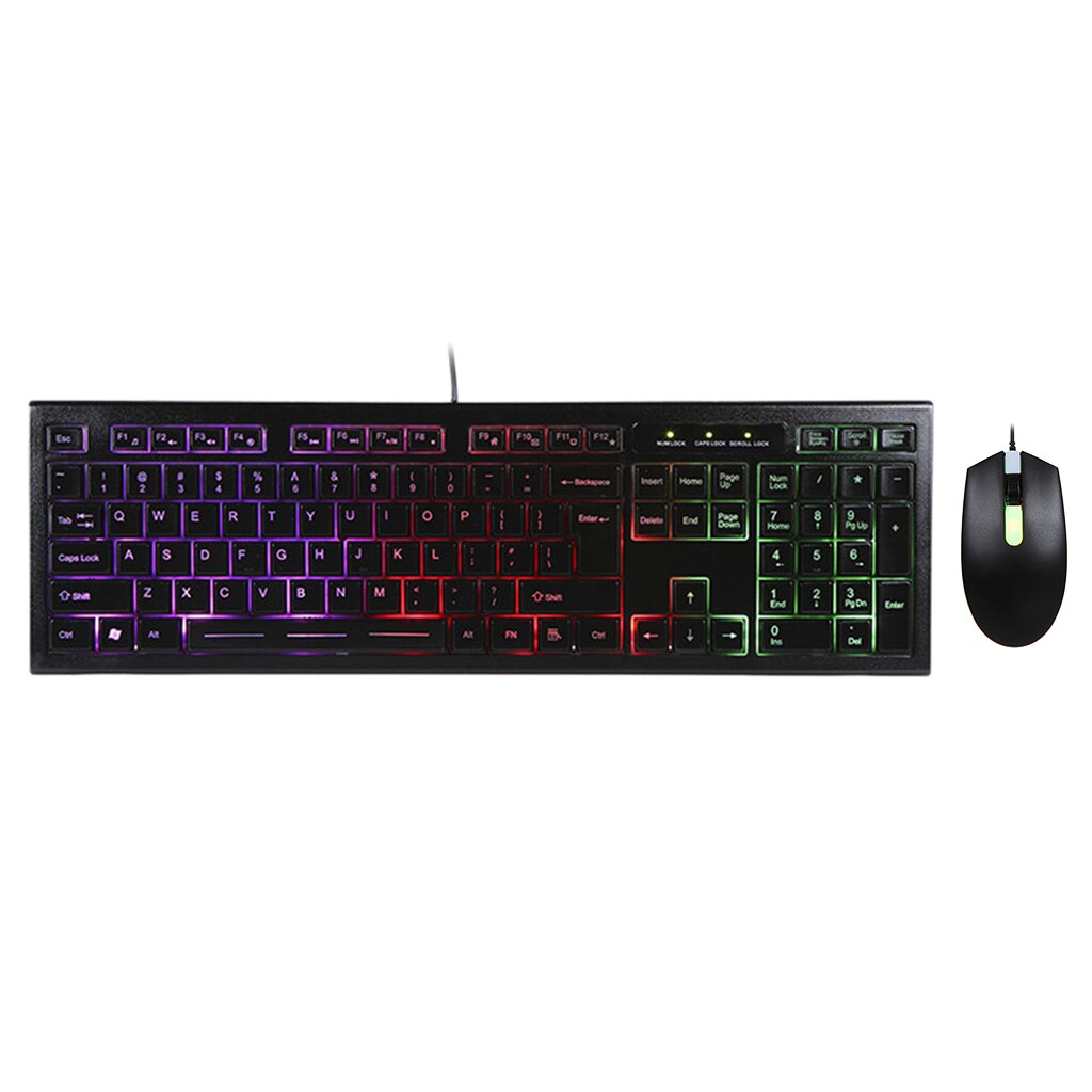 Rainbow Home Keyboard And Mouse Set LED Multi-Colored Backlight Keyboard
