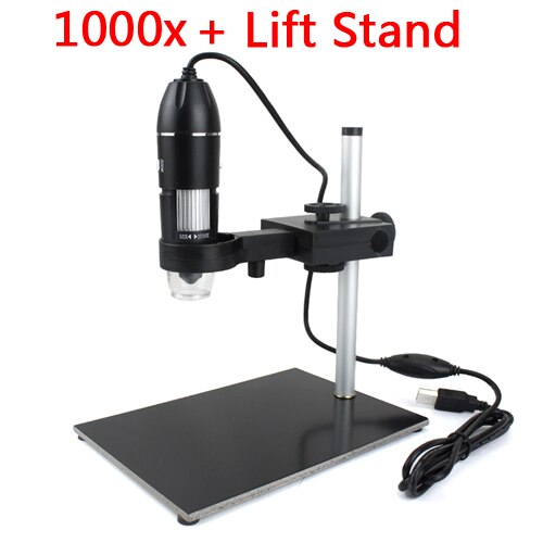 Professionele Usb Digitale Microscoop 1000X 1600X 8 Leds 2MP Elektronische Microscoop Endoscoop Zoom Camera Vergrootglas + Lift Stand: Blauw