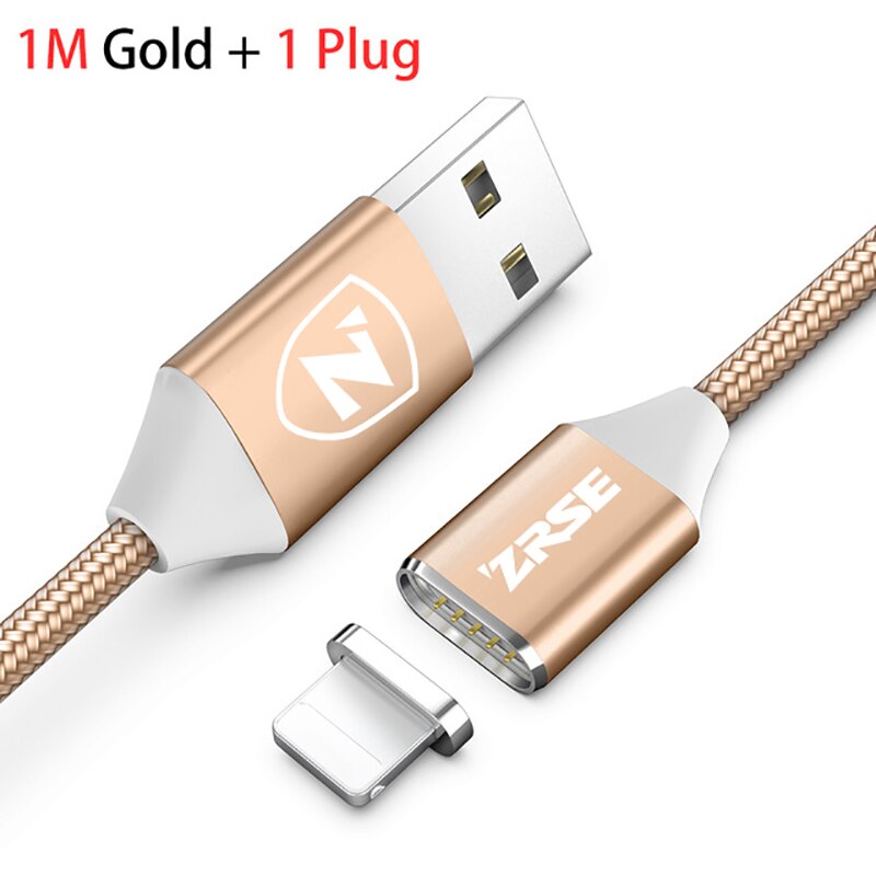 ZRSE – câble magnétique USB pour recharge et transfert de données, cordon de chargeur magnétique pour iPhone 5s, 6, 6s, 7, 8 Plus, 11, X, XS, XR: Gold for Apple / 2m